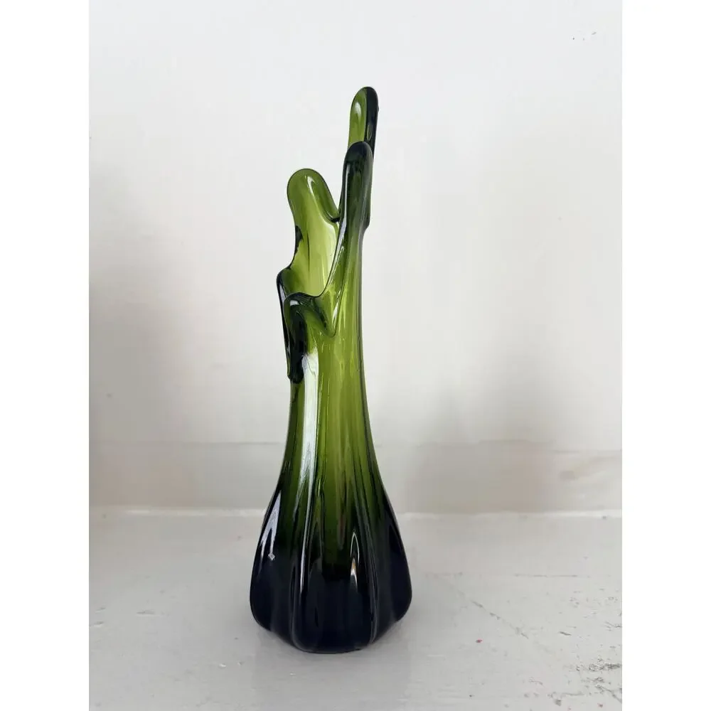 MCM Green Swung Finger Vase 5 Finger Viking LE Smith Handblown Sculpture 9